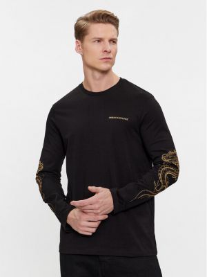Marškinėliai ilgomis rankovėmis ilgomis rankovėmis Armani Exchange juoda