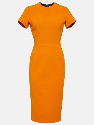 Vestido midi de crepé Victoria Beckham naranja