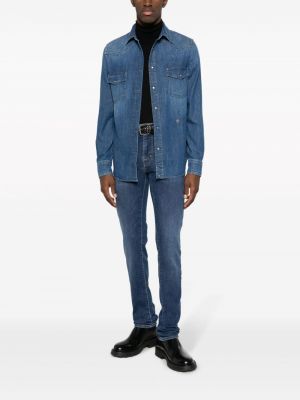 Haftowana koszula jeansowa Jacob Cohen niebieska