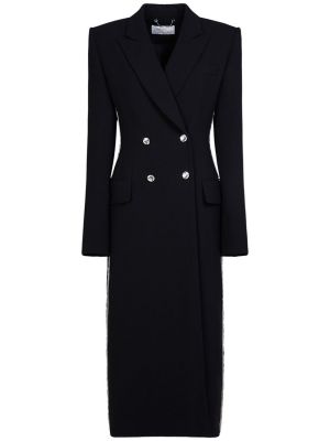 Μάλλινο παλτό από κρεπ Chloé μαύρο