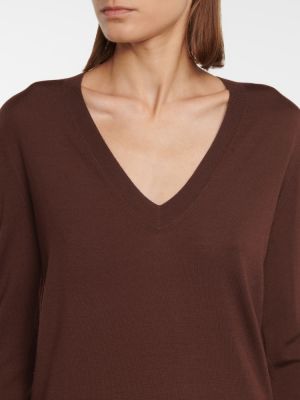 Вълнен пуловер с v-образно деколте Chloã© кафяво