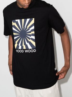 Raštuotas marškinėliai Wood Wood juoda