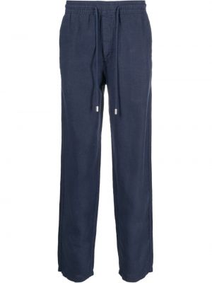 Lněné rovné kalhoty Vilebrequin modré