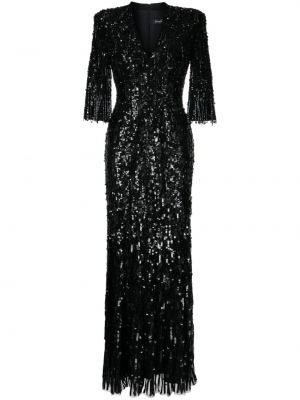 Večernja haljina s v-izrezom Jenny Packham crna