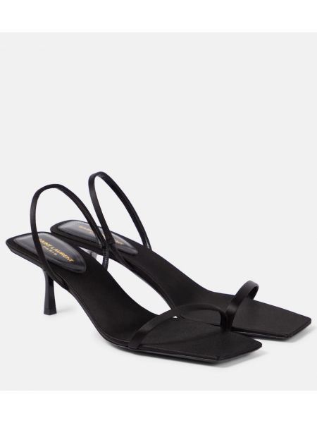 Saténové sandály Saint Laurent černé
