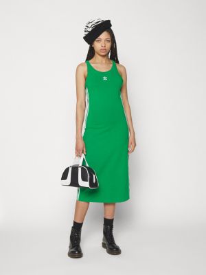 Платье из джерси из джерси Adidas Originals зеленое