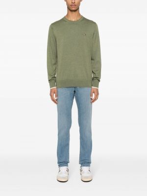 Kokvilnas džemperis ar izšuvumiem Tommy Hilfiger zaļš