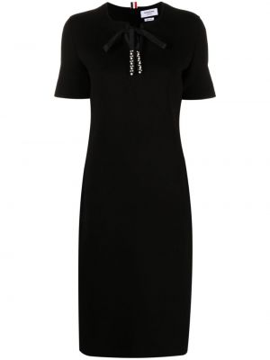 Šaty s mašľou s perlami Thom Browne čierna
