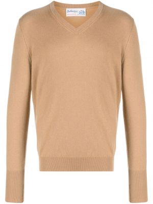 Kašmírový sveter s výstrihom do v Ballantyne hnedá