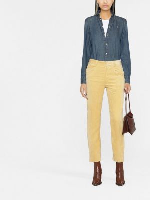 Velvetist sirged püksid Isabel Marant kollane