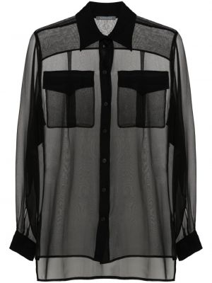 Caurspīdīgs zīda krekls Alberta Ferretti melns