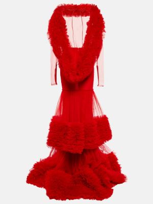 Макси рокля от тюл Laquan Smith червено