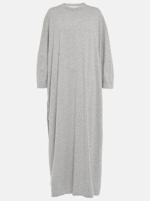 Bombažna dolga obleka iz kašmirja Extreme Cashmere siva