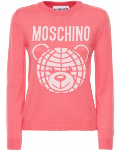 Puloverel de lână Moschino roz