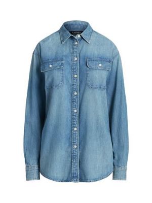 Camicia jeans di cotone Lauren Ralph Lauren blu