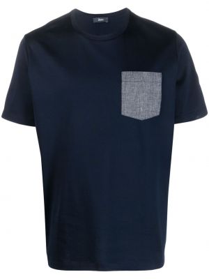 Памучна тениска с джобове Herno синьо