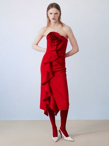 Vestido ajustado de flores Sfera rojo
