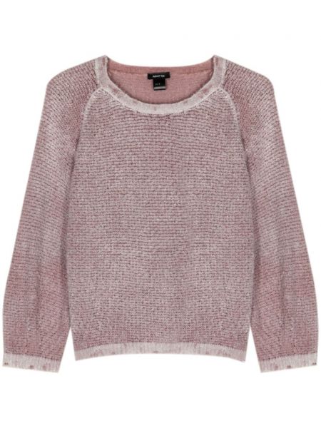 Памучен пуловер с кръгло деколте Avant Toi розово