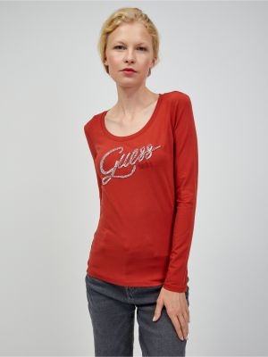 T-krekls ar garām piedurknēm Guess sarkans
