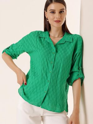 Polo krekls ar pogām By Saygı zaļš