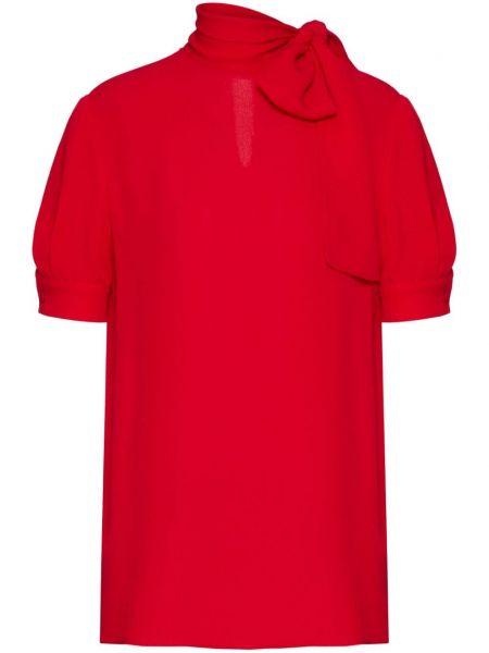 Копринена блуза с панделка Valentino Garavani червено