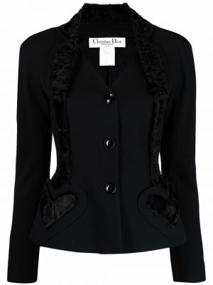 Vlněné dlouhé sako Christian Dior - černá