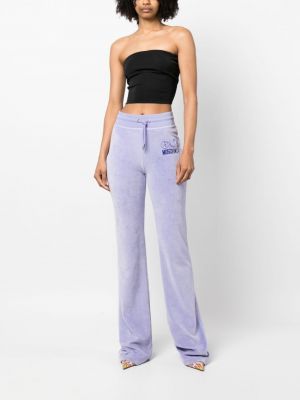 Velours sporthose mit print Moschino Jeans lila