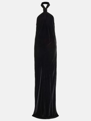 Бархатное платье макси с воротником халтер Ann Demeulemeester черный