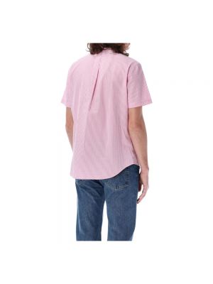Koszula na guziki w paski puchowa Polo Ralph Lauren różowa