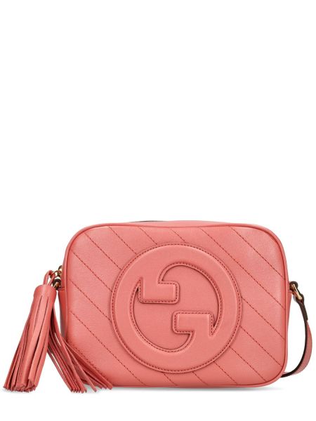 Bolsa de hombro de cuero Gucci rosa