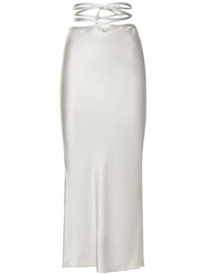 Hedvábné saténové dlouhá sukně Christopher Esber stříbrné