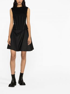 Drapované bavlněné mini sukně Alexander Mcqueen černé