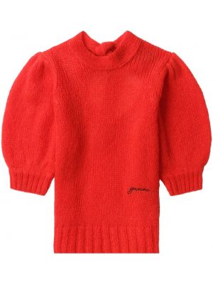 Пуловер бродиран Ganni червено