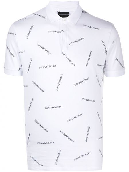 Poloskjorte med print Emporio Armani hvit