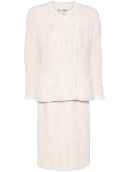 Φούστα tweed Chanel Pre-owned λευκό