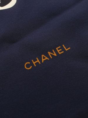 Jedwabna szal z nadrukiem Chanel Pre-owned niebieska