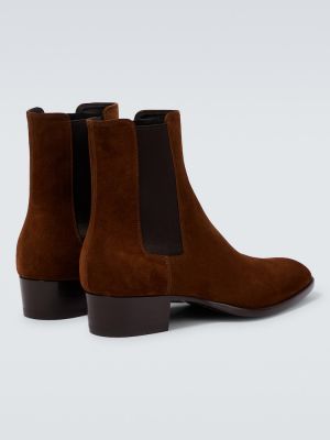 Semišové chelsea boots Saint Laurent hnědé