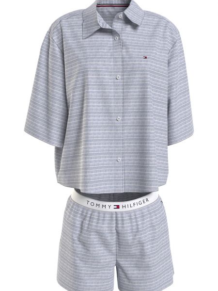Хлопковая льняная пижама Tommy Hilfiger серая