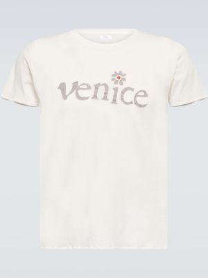 T-shirt en coton à imprimé Erl blanc