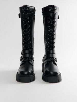 Ботинки на шнуровке на молнии из искусственной кожи Befree черные