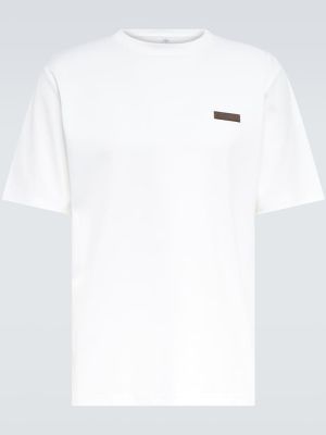 Koszulka skórzana bawełniana Berluti biała