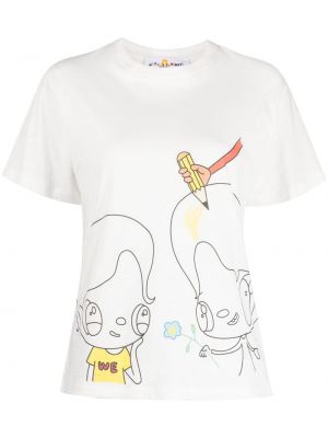 Bavlnené tričko s potlačou Mira Mikati biela