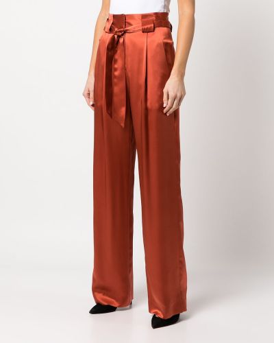 Plisované hedvábné kalhoty Michelle Mason červené