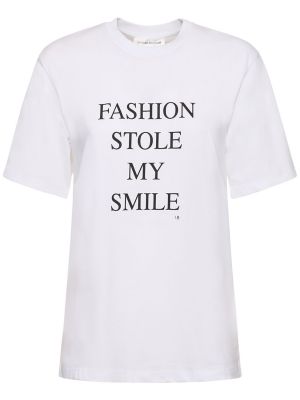 T-shirt avec imprimé slogan en coton Victoria Beckham blanc