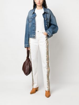 Straight fit džíny s potiskem s paisley potiskem Etro bílé