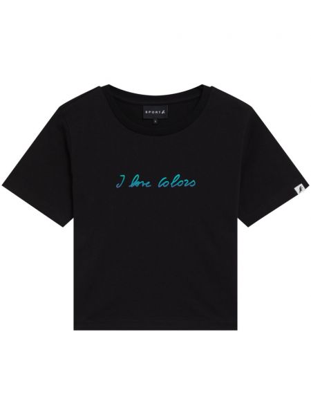 T-shirt de sport avec imprimé slogan en coton à imprimé Sport B. By Agnès B. noir