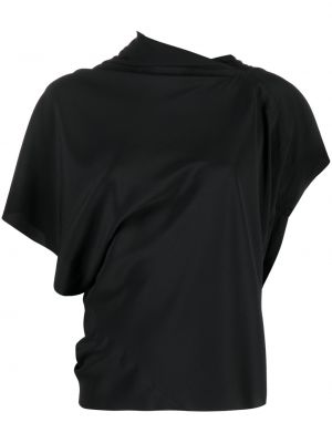 Asimetrična bluza z draperijo Rick Owens črna