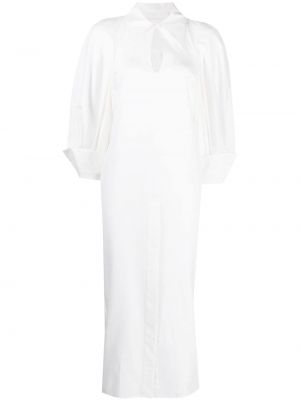Bavlnené hodvábne midi šaty Mame Kurogouchi biela