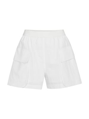 Pantaloni scurți cu talie înaltă din bumbac Low Classic alb