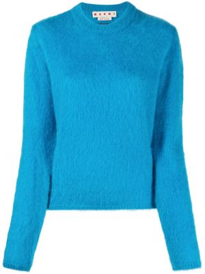 Пуловер с кръгло деколте от мохер Marni синьо